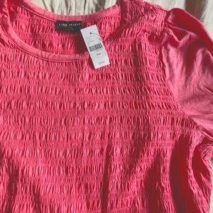 Lane Bryant long sleeve pink smocked cotton blouse Size 22 /24 NWT